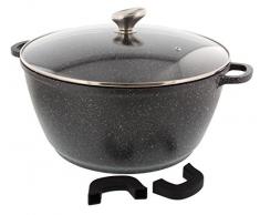 Pradel Excellence 52343M Faitout avec Couvercle, Aluminium, Noir et Blanc, 36 cm