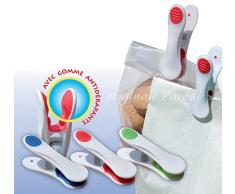 Set avec 4 chevilles avec caoutchouc antidÃ©rapant SUPER TINA, jeu de 4 pinces Ã linge, clothespins Ã©troite enveloppe diverses couleurs, anti-dÃ©rapant multi-effet, lart 366 Parodi&Parodi.