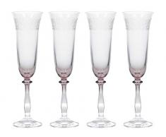 Katie Alice C000180 The Collection Lot de 4 verres à champagne cannelés gravés