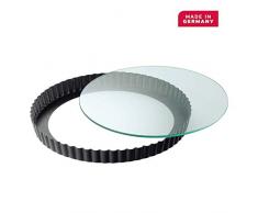 Kaiser 2300622040 Moule Ã Quiche avec Fond Amovible en Verre Ã28cm, Acier, Noir, 28 x 28 x 18 cm