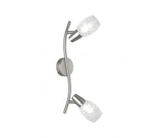 Reality, Spot, Colmar 2xE14, max.28,0 W Verre satiné, Transparent claire, Corps: metal, Nickel mat L:39,0cm, L:8,0cm, H:19,0cm IP20