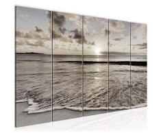 Tableau decoration murale Le soleil couchant sur la plage 200 x 80 cm - XXL Impression sur Toile Salon Appartment 5 Parties - prÃªt Ã accrocher - 607955c