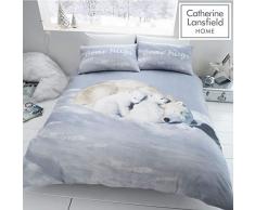 Catherine Lansfield Brushed Polar Bear Parure pour Couette, Polaire, Blanc, Simple