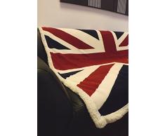 Rapport Union Jack Drapeau Imprimé Super Doux Couverture Polaire pour Le lit, canapé, Rouge/Blanc/Bleu