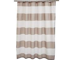 AmazonBasics Rideau de douche en tissu imprimÃ© 180 x 180Â cm Rayures taupe