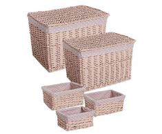 Dcasa Lot de 3 2 coffres en Osier pour décoration de Maison, Unisexe, pour Adulte, Rose (Rose)