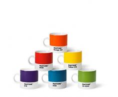 Pantone EspressoSet1 Lot de 6 tasses à expresso en porcelaine avec anse lavable au lave-vaisselle Couleurs classiques 120 ml