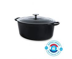 BK Cookware H6071.932 Cocotte en Fonte Ãmaillée avec Couvercle 32 cm, Dutch Oven, Casserole Induction Ovale 7.5 litres, Tous Feux, Jet, Noir de Jais