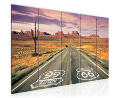 Tableau decoration murale Route 66 150 x 60 cm - XXL Impression sur Toile Salon Appartment 5 Parties - prÃªt Ã accrocher - 611356a