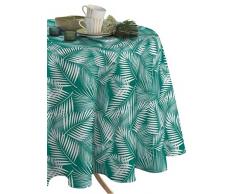 CALITEX Feuilles Emeraude, Nappe Toile cirÃ©e Ronde 140 cm
