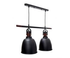 Relaxdays Lampe Ã suspension deux ampoules abat-jour Dimensions H x L x P 116 x 81 x 24 cm Luminaire hauteur rÃ©glable mÃ©tal et bois dÃ©coration intÃ©rieure noir