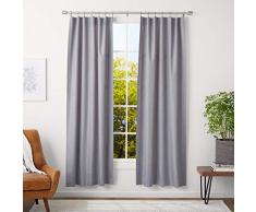 AmazonBasics Tringle à rideaux avec embouts cylindriques, 91 à 183 cm + anneaux 35,6 cm, diamètre 2,5 cm, Nickel