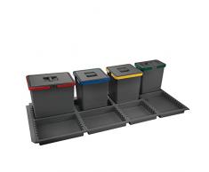 ELLETIPI Metropolis ptc28 12050 1 F C10 PPV Poubelle de tri sélectif de tiroir, Gris, 111 x 46 x 28 cm