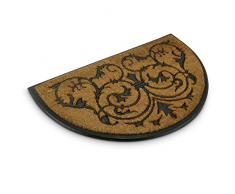 Relaxdays 10016711 Paillasson fibre de coco demi-lune 100 x 60 cm ornements, marron