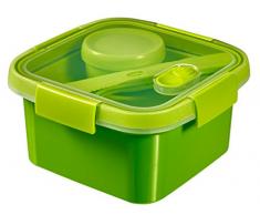 CURVER | Smart Lunch box carrée 1.1L avec couverts, Vert, Smart, 16,2x16,2x8,8 cm