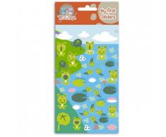 Toga SFZ10 Grenouilles Planche de sticker Felt/Feutrine Multicolore 9,5 x 18,5 x 0,2 cm