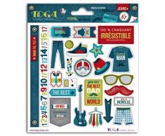 Toga STF104 100% Masculin Lot de 57 Autocollants Papier Bleu/Vert/Rouge 15 x 17,5 x 0,2 cm