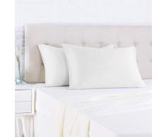 AmazonBasics Taie dâoreiller en satin - 50 x 80 cm x 2, Blanc