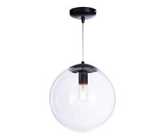 Luminaire Globus, suspension verre, 40 W, noir, Ã¸ 34 x H 33 cm