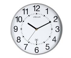 Unilux Maxi Wave Pendule de bureau Système Quartz Radio-pilotée et Lisible jusquà 150 m à 37,5 cm Gris métal