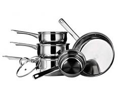 Premier Housewares Batterie de cuisine Aluminium Casserole 14/16/18/20 cm, poêle 24 cm Noir 5 pièces
