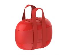 Alessi Food à Porter SA02 R - Lunch Box à Trois Compartiments, en résine thermoplastique, Rouge