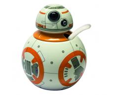 Joytoy Star Wars-BB Bol Ã Sucre avec cuillÃ¨re en cÃ©ramique Blanc/Orange 8 x 12 x 16 cm