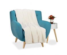 Relaxdays Couverture polaire couvre-lit moelleux housse canapÃ© fauteuil jetÃ©e de lit plaid 150 x 200 uni, crÃ¨me-blanc