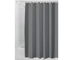 iDesign rideau de douche, rideau douche en polyester imperméable avec ourlet renforcé, rideau de bain lavable de taille 180,0 cm x 200,0 cm, gris foncé