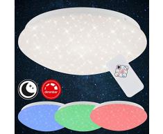 Briloner Leuchten Plafonnier LED avec tÃ©lÃ©commande, option de changement de couleur, fonction veilleuse, Ã intensitÃ© variable, mÃ©tal, 10 W, blanc