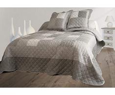 Le linge de Jules Couvre-lit boutis + 2 taies 2 Personnes - 230x250 Patchwork Gris