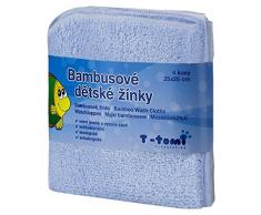 T-TOMI Bambou Gants de Toilette, Bleu, Multi Couleur, Taille Unique