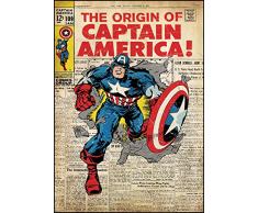 Thedecofactory RMK1646SLG Stickers Marvel Captain America Comic Book GÃANT ROOMMATES REPOSITIONNABLES (61X87CM), Vinyle, Multicolore, 180 x 90 x 0,1 cm