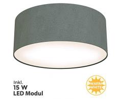 Briloner Leuchten Plafonnier LED en tissu Gris 1 350 lm 3000 K