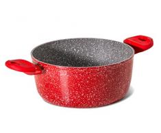 Aeternum Rubis Induction Casserole, Aluminium, Rouge/Pierre 18 cm Rosso/Pietra