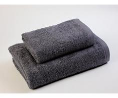 EL DRAGON BLANCO Pack Lavabo avec Serviette de Bain (50X100 ; 100X150) Gris foncé