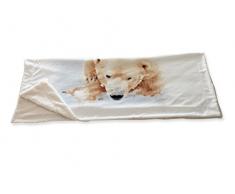 Soleil docre Plaid Polaire Imprimé et Sherpa Bear Polyester Blanc 150 x 125 cm