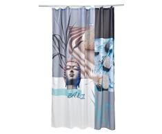 Ushuaia Rideau DE Douche Textile 180x200CM Motifs, 100% Polyester, Bleu