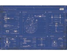 Star Wars Rebel alliance fleet blueprint Maxi Poster, Multicolore, 61 x 91,5 cm