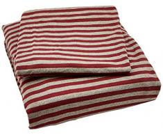AmazonBasics Parure de lit en jersey, rayures, - 260 x 240 cm / 65 x 65 cm, Rouge foncé