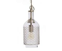 Luminaire Madrid, suspension verre, 60 W, transparant/laiton, ø 15 x H 34 cm