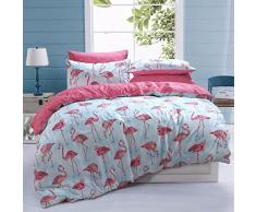 Sleep Down Parure de lit avec Housse de Couette en Polycoton Facile dentretien hypoallergÃ©nique Douce et Lisse Motif Flamant Rose, Coton Polyester, Multicolore, Double