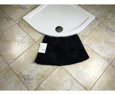 Cazsplash Petit Tapis de Douche Arrondi en Quart de Cercle, Coton, Noir, Small