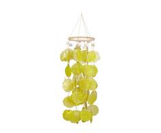 Relaxdays Carillon à coquillages attrape-rêves mobiles coquillages guirlande Décoration à suspendre 48 cm, jaune