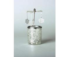 Photophore 84342 - Motif Flocon de Neige - 16 x 6 x 6 cm - Verre argentÃ© - 6 cm