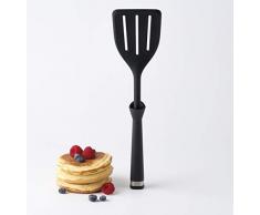 MASTRAD F19300 Spatule ajourée-Retourner-en Silicone-Ne Touche Pas Le Plan De Travail-Ne Raye Pas Les Casseroles-Noir