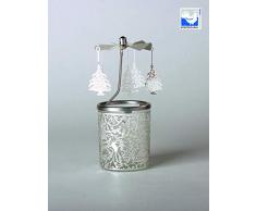 Kerzenfarm 84341 Photophore en Verre Motif Sapin de NoÃ«l 16 x 6 x 6 cm Verre ArgentÃ© 6 cm