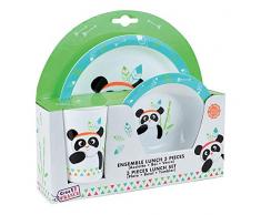 FUN HOUSE 005672 Indian Panda Ensemble Repas Micro-ondable Comprenant 1 Assiette, 1 Bol et 1 Verre pour Enfant