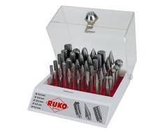 Ruko 116008-Jeu de 35 fraises en métal dur avec Tige 6 mm en vitrine de plastique