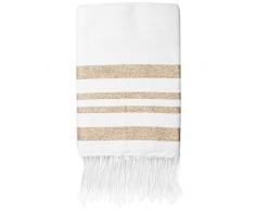 Moorish Idol - Fouta Nid dAbeille Lurex- 100cm x 200cm- Blanc/Or